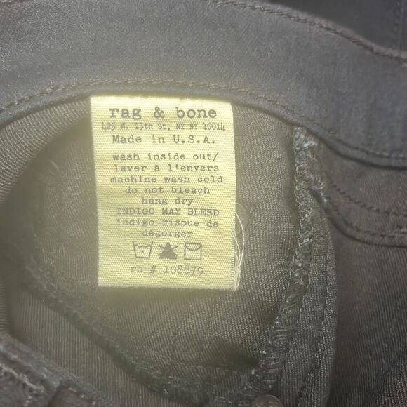 Rag & Bone 27" Black Denim Leather Trim Moto Straight Leg Jeans Pants Stretch - Picture 5 of 9